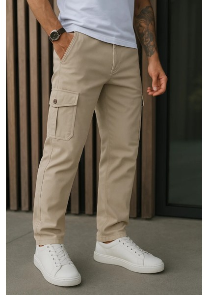 Erkek Bol Paça Trend Taş Gabardin Kargo Pantolon modelleri