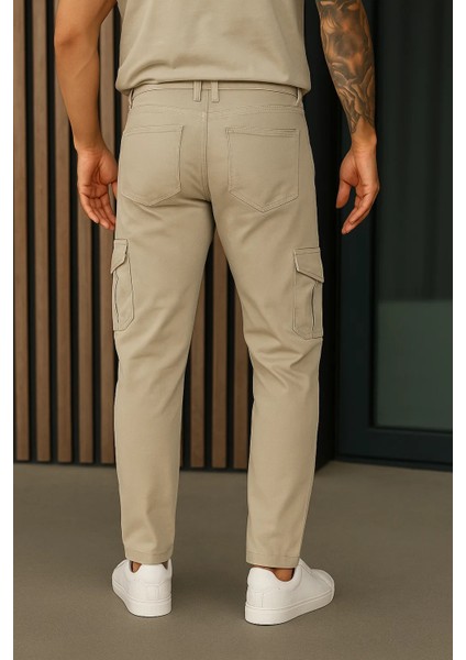 Erkek Bol Paça Trend Taş Gabardin Kargo Pantolon
