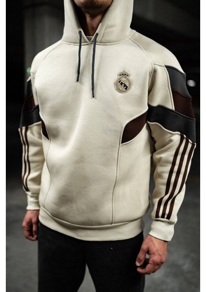 Realmadrid Oversize Pamuklu Beyaz Kapşonlu Unisex Sweatshirt fırsatları