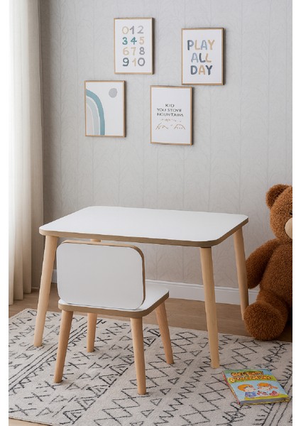 Çocuk Aktivite Masası, Etkinlik Masası, Çocuk Düz Çalışma Masası- Sandalye Takımı Yaz- Sil Yüzey