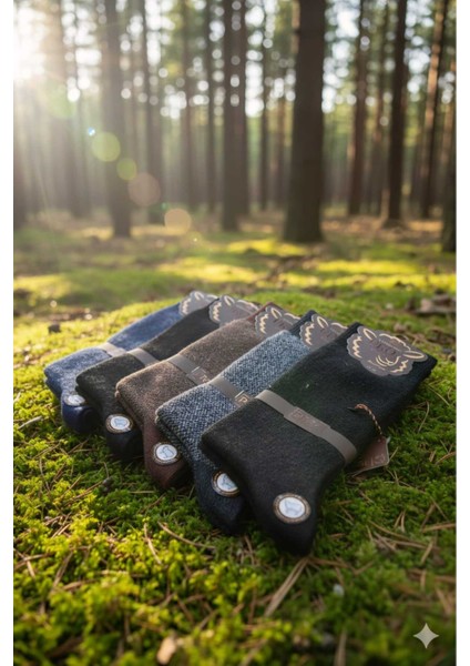 Lambswool (Yün) Erkek Çorap Dikişsiz 5'li Asorti Paket