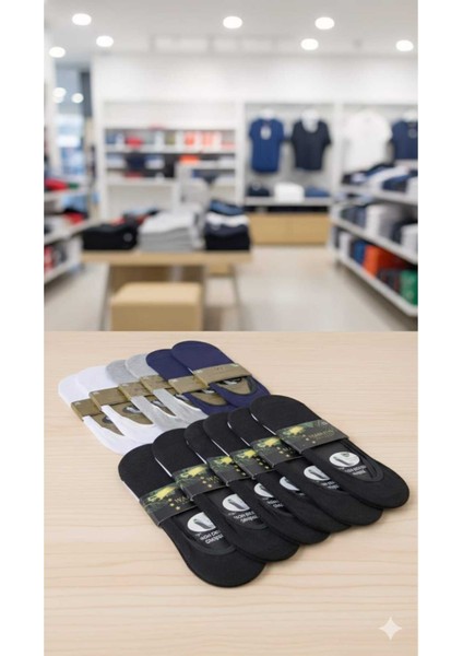 Bambu Erkek Görünmez Çorap, Silikon Destek, Dikişsiz 12'li Paket