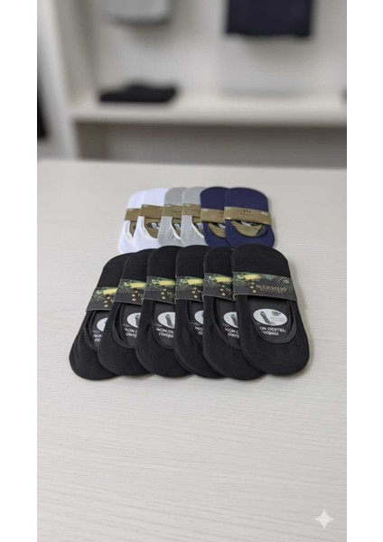 Bambu Erkek Görünmez Çorap, Silikon Destek, Dikişsiz 12'li Paket fiyatları