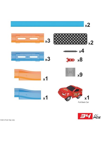 34 Parça Çek Bırak Araba Oyuncak Yarış Seti modelleri