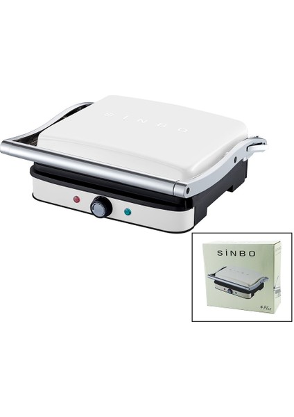 Beyaz Izgara ve Tost Makinesi Ayarlanabilir Isı 180 Derece Açılabilir Üst Gövde SSM-2571 (5224)