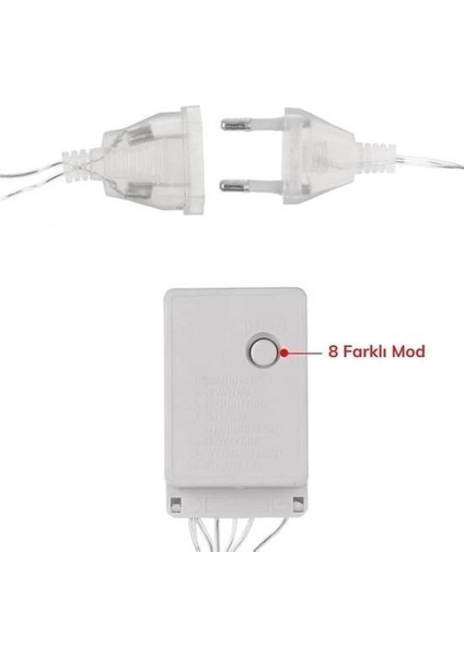 8 Fonksiyonlu 16 Saçaklı Perde LED 3 x 1 (Günışığı)