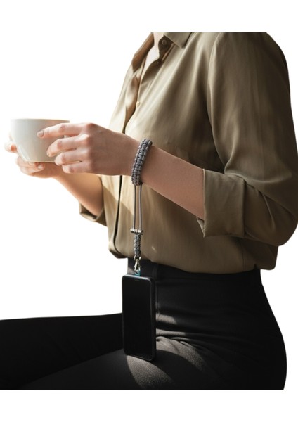 GRİ PARACORD BİLEKLİK TELEFON ASKISI TÜM KILIFLARA UYUMLU