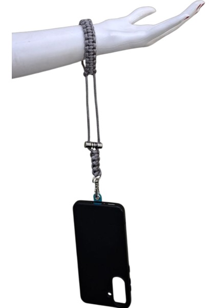 GRİ PARACORD BİLEKLİK TELEFON ASKISI TÜM KILIFLARA UYUMLU