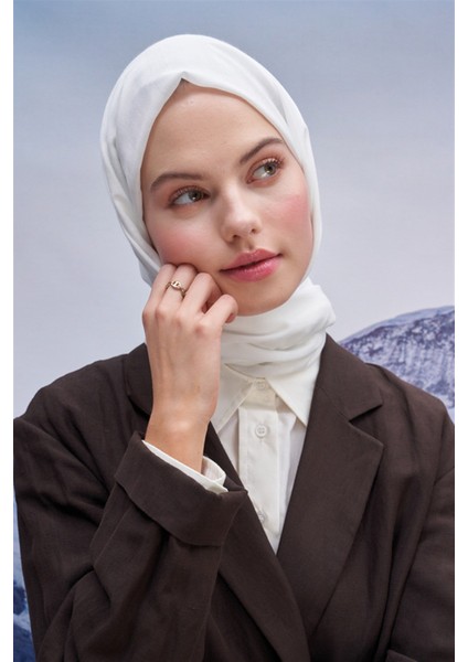 Kare Modal Jakar Şal Ekru