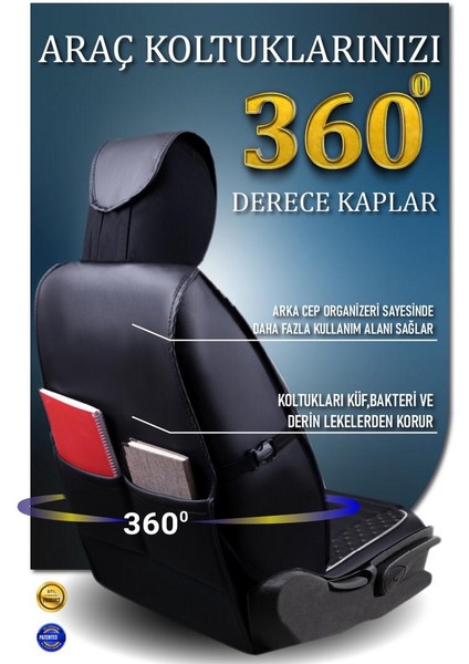 Hyundai Getz Deri Oto Koltuk Kılıfı Ön Arka Set Plus Serisi Siyah Beyaz Scr