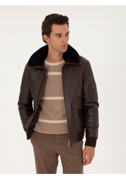 Erkek Kahverengi Deri Mont 50293324-VR029
