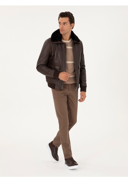 Erkek Kahverengi Deri Mont 50293324-VR029 fırsatları