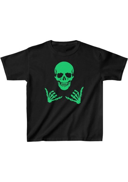 Unisex Çocuk Baskılı T-Shirt - Siyah