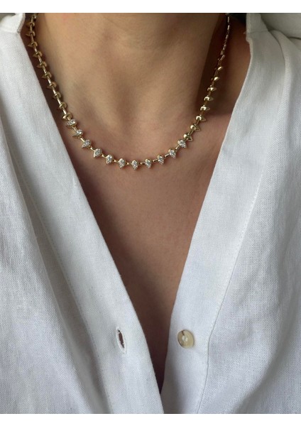 Çelik Taşlı Çivi Kolye