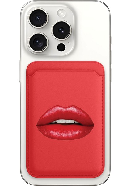 iPhone 11 12 13 14 15 16 17 Pro Max Plus Air Magsafe Mıknatıslı Kırmızı Kartlık Dudak