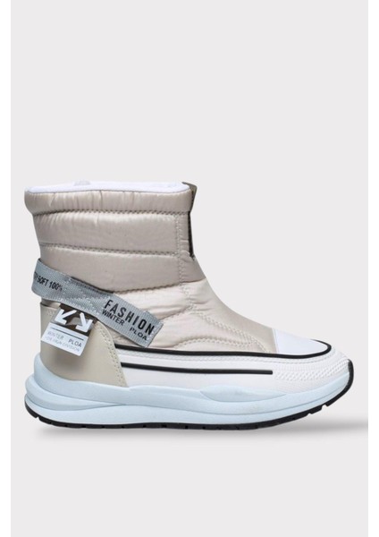 İçi Kürklü Kaydırmaz Taban Kadın Kar Botu BEJ