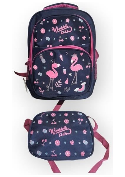 Waddlel Kıds Oval Flamingo Beslenme Hediyeli Ilkokul Çantası