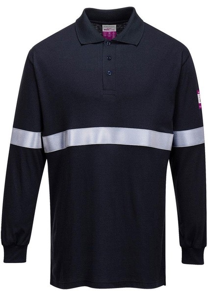 FR03 - Reflektifli Alev Almaz Anti-Statik Uzun Kollu T-Shirt (Lacivert)