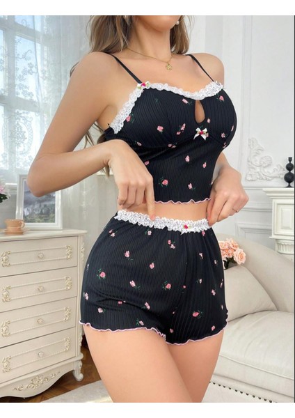 La Vıor Kadın Çiçek Desenli Pijama Takımı