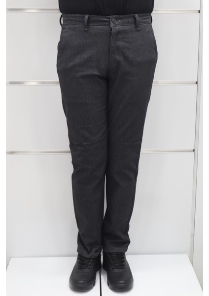 Fistan Store Erkek Çizgili Normal Bel Dar Kalıp Dar Paça Kışlık Keten Pantolon