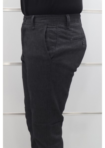 Fistan Store Erkek Çizgili Normal Bel Dar Kalıp Dar Paça Kışlık Keten Pantolon modelleri