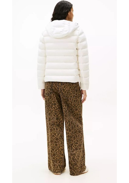 Kadın Dar Kalıp Kapüşonlu Kaz Tüyü Mont - Ekru modelleri