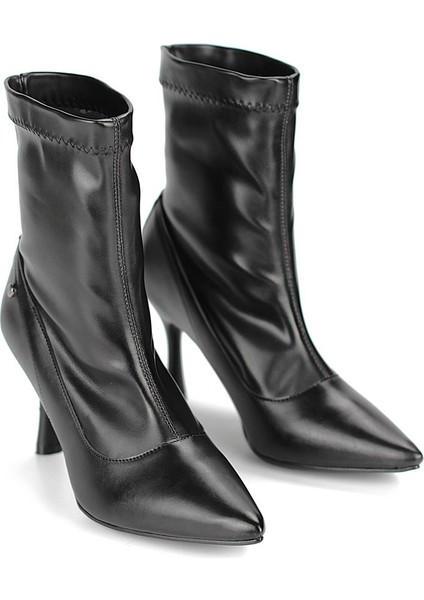 Noerelle Siyah Cilt Esnek Yumuşak Kaymaz Taban (8cm) Streç Bot modelleri