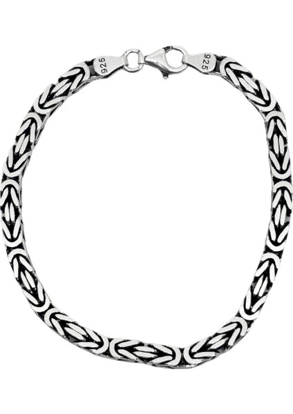 Köşeli Kral Gümüş Zincir Erkek Bileklik – 5.5 mm