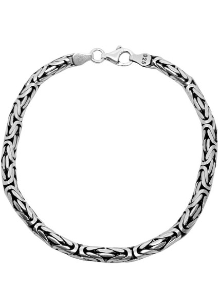 Yuvarlak Kral Gümüş Zincir Erkek Bileklik – 5 mm