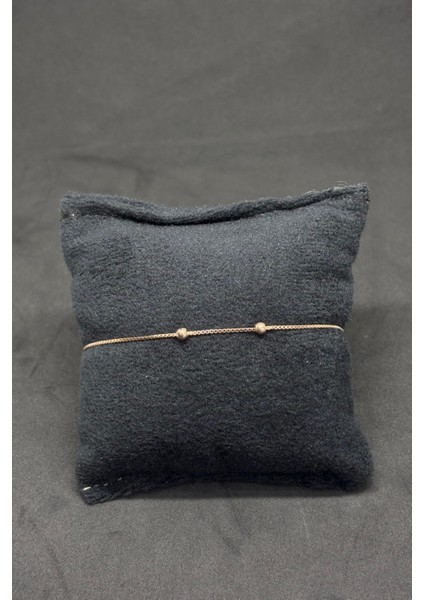 Rose Gold Gümüş Zincir Bileklik Çift Top Detaylı