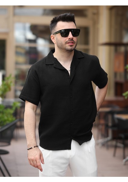 Erkek Relax Fit Kısa Kollu Keten Gömlek fiyatları