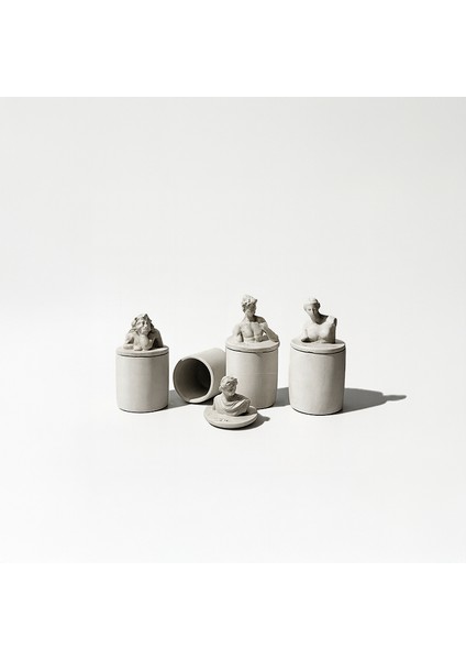 Dekoratif Beton Antik Yunan Saklama Kutusu Set - Gri