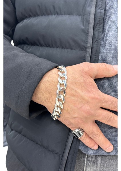 Kalın Gümüş Gurmet Zincir Bileklik 23.5cm modelleri