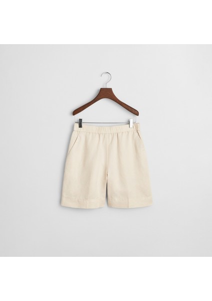Kadın Krem Relaxed Fit Keten Şort fırsatları