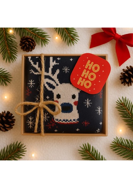 Asetat Kutulu Yılbaşı Hediyesi-Şık Ambalajında Renkli Kış Çorabı