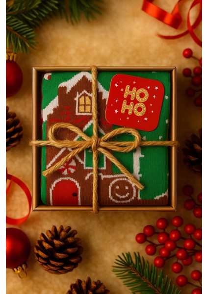 Asetat Kutulu Yılbaşı Hediyesi-Şık Ambalajında Renkli Kış Çorabı