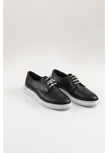 Erkek Deri %100 Ayakkab? Siyah Beyaz Tabanl? Beyaz Ba?c?kl? Nokta Desenli Siyah Erkek Ayakkab?s? modelleri