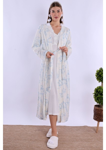 Mavi/ekru Hamile Lohusa Set