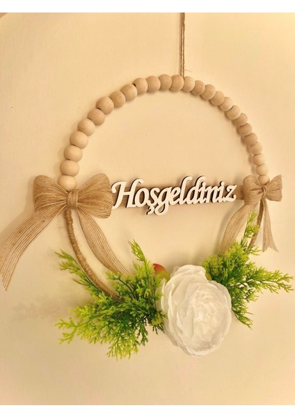 El Yapımı 30 cm Ahşap Boncuklu Hoşgeldiniz Kapı Süsü – Yeni Ev ve Özel Gün Hediyelik fiyatları