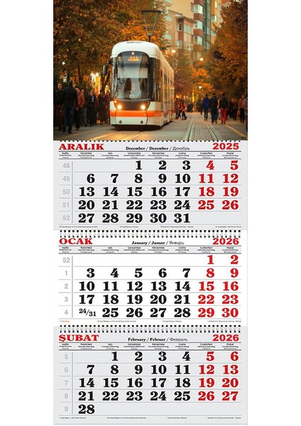 2026 Yılı Gemici Takvimi-Tramvay Eskişehir