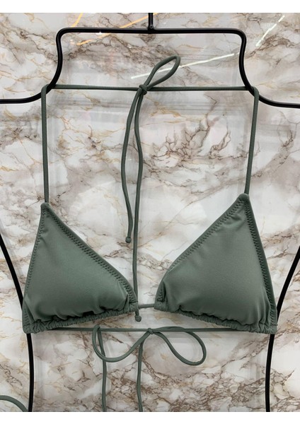 Kadın Likralı Esnek Yandan ve Boyundan Bağlamalı Şık Ipli Üçgen Bikini Takım modelleri