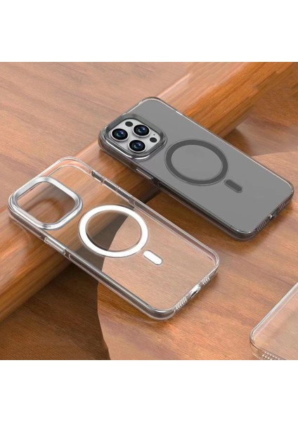 Apple iPhone 15 Pro Max Kılıf Mrsa Wireless Şarj Özellikli Şeffaf Efsane Kapak-Renksiz modelleri