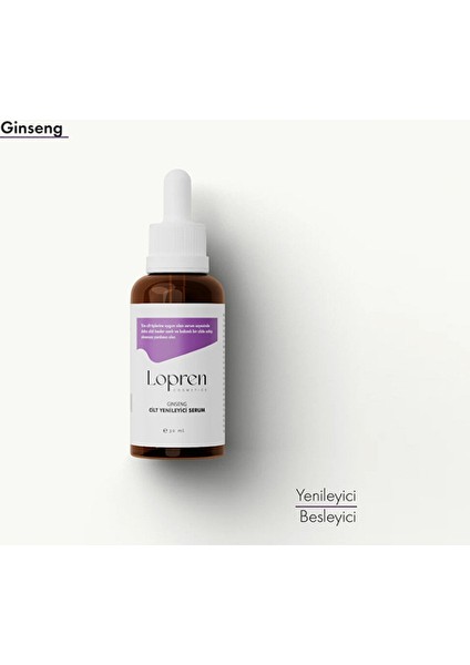 2 Adet Lopren Ginseng Serum Cilt Yenileyici ve Tazeleyici 30 ml