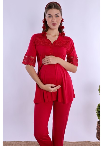 Vişne Hamile Lohusa Pijama Takımı