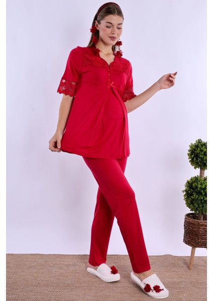 Vişne Hamile Lohusa Pijama Takımı modelleri