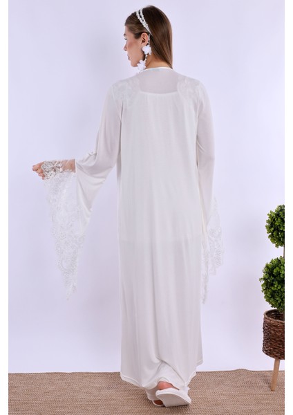 Ekru Sabahlıklı Hamile Lohusa Pijama Takımı modelleri