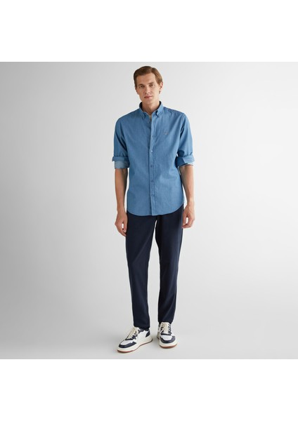 Erkek Mavi Regular Fit Gömlek Yaka Gömlek fiyatları