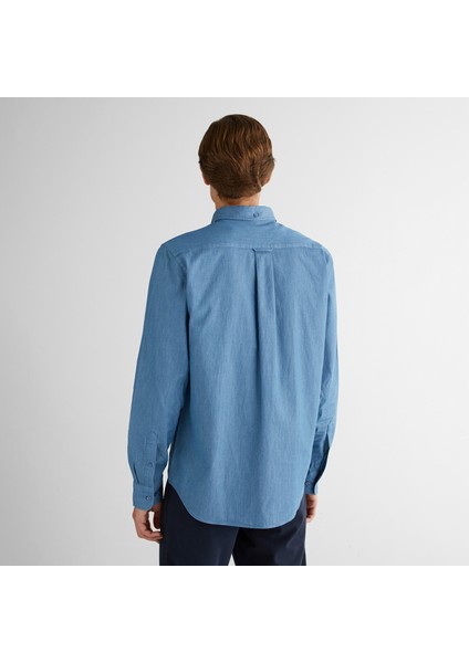 Erkek Mavi Regular Fit Gömlek Yaka Gömlek modelleri
