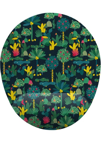 Fikirler Kaktüs ve Orman Desenli Bilek Destekli Mouse Pad