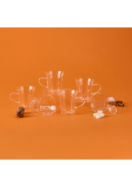 6'lı Çay Fincan Seti - Şeffaf - 170 ml